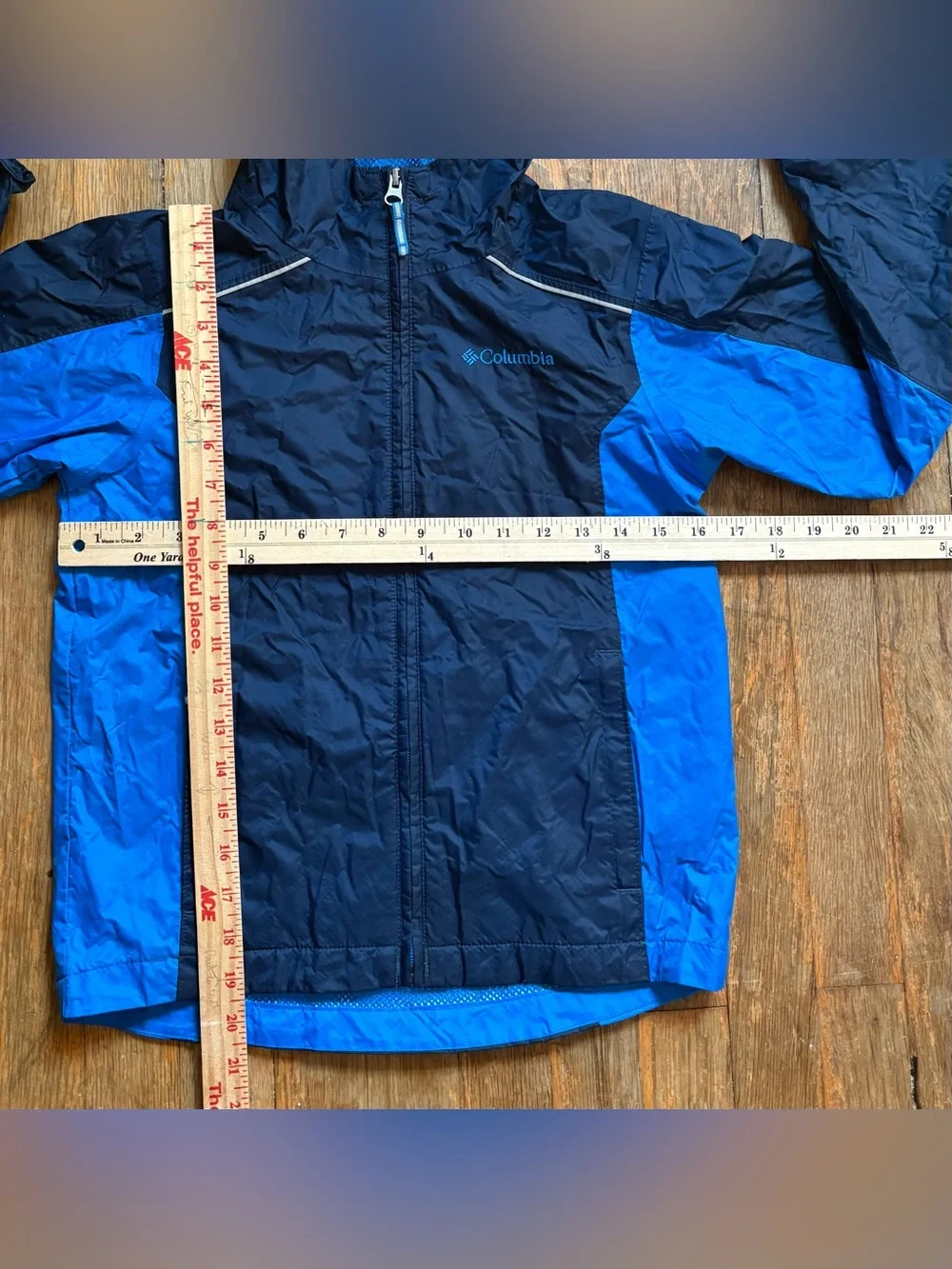 Columbia Kids Blue Hooded Windbreaker Jacket ~ sz Small ( 8 )